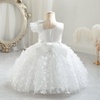 image:imageIDOPIP Flower Girl Butterfly Bowknot Tutu Dress for Kids Baby Birthday Wedding Party Dresses Toddler Pageant Tulle Gown 16TWhite