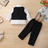 image:imageIDOPIP Toddler Baby Boys Formal Suit Gentleman Bowtie Shirt Suspenders Pants Vest Waistcoat 5PCS Party Wedding Tuxedo ClothesBlack