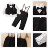 image:imageIDOPIP Toddler Baby Boys Formal Suit Gentleman Bowtie Shirt Suspenders Pants Vest Waistcoat 5PCS Party Wedding Tuxedo ClothesBlack