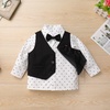 image:imageIDOPIP Toddler Baby Boys Formal Suit Gentleman Bowtie Shirt Suspenders Pants Vest Waistcoat 5PCS Party Wedding Tuxedo ClothesBlack