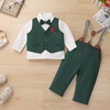 image:imageIDOPIP Toddler Baby Boys Formal Suit Gentleman Bowtie Shirt Suspenders Pants Vest Waistcoat 5PCS Party Wedding Tuxedo ClothesGreen