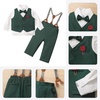 image:imageIDOPIP Toddler Baby Boys Formal Suit Gentleman Bowtie Shirt Suspenders Pants Vest Waistcoat 5PCS Party Wedding Tuxedo ClothesGreen