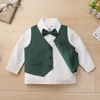 image:imageIDOPIP Toddler Baby Boys Formal Suit Gentleman Bowtie Shirt Suspenders Pants Vest Waistcoat 5PCS Party Wedding Tuxedo ClothesGreen