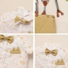 image:imageIDOPIP Toddler Baby Boys Formal Suit Gentleman Dress Shirt with Bowtie  Suspender Pants Birthday Party Wedding Clothes 9M6TKhaki