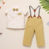 image:imageIDOPIP Toddler Baby Boys Formal Suit Gentleman Dress Shirt with Bowtie  Suspender Pants Birthday Party Wedding Clothes 9M6TKhaki