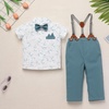 image:imageIDOPIP Toddler Baby Boys Formal Suit Gentleman Dress Shirt with Bowtie  Suspender Pants Birthday Party Wedding Clothes 9M6TPale Green