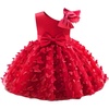 image:imageIDOPIP Flower Girl Butterfly Bowknot Tutu Dress for Kids Baby Birthday Wedding Party Dresses Toddler Pageant Tulle Gown 16TRed