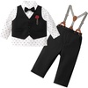 image:imageIDOPIP Toddler Baby Boys Formal Suit Gentleman Bowtie Shirt Suspenders Pants Vest Waistcoat 5PCS Party Wedding Tuxedo ClothesBlack
