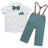 image:imageIDOPIP Toddler Baby Boys Formal Suit Gentleman Dress Shirt with Bowtie  Suspender Pants Birthday Party Wedding Clothes 9M6TPale Green