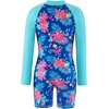 image:imageIDOPIP Girls Mermaid Floral Print One Piece Swimsuit Bathing Suit Sun Protection UPF 50 Rash Guard Zipper Surfing BeachwearBlue Floral