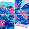 image:imageIDOPIP Girls Mermaid Floral Print One Piece Swimsuit Bathing Suit Sun Protection UPF 50 Rash Guard Zipper Surfing BeachwearBlue Floral