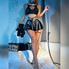 image:imageIDOPIP Rave Outfits for Women Sexy Shiny Metallic Festival Halloween Costume Holographic Bikini Skirt Music Party ClubwearBlack