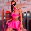image:imageIDOPIP Rave Outfits for Women Sexy Shiny Metallic Festival Halloween Costume Holographic Bikini Skirt Music Party ClubwearHot Pink