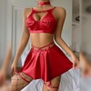 image:imageIDOPIP Rave Outfits for Women Sexy Shiny Metallic Festival Halloween Costume Holographic Bikini Skirt Music Party ClubwearRed
