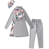 image:imageMuslim Swimsuits for Women Modest Burkini Swimsuit Islamic Long Sleeve Floral Full Cover Hijab Top Pants Bathing SuitGray