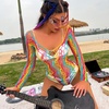 image:imageSexy Rainbow Fishnet Cover up Dress Stretchy Swimsuit for Women Fishnet Bodysuit Sheer Mesh Bodycon Lingerie SleepwearRainbow Bodysuit