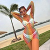 image:imageSexy Rainbow Fishnet Cover up Dress Stretchy Swimsuit for Women Fishnet Bodysuit Sheer Mesh Bodycon Lingerie SleepwearRainbow Dress