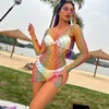 image:imageSexy Rainbow Fishnet Cover up Dress Stretchy Swimsuit for Women Fishnet Bodysuit Sheer Mesh Bodycon Lingerie SleepwearRainbow Dress