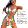 image:imageSexy Rainbow Fishnet Cover up Dress Stretchy Swimsuit for Women Fishnet Bodysuit Sheer Mesh Bodycon Lingerie SleepwearRainbow Hollow Out