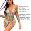 image:imageSexy Rainbow Fishnet Cover up Dress Stretchy Swimsuit for Women Fishnet Bodysuit Sheer Mesh Bodycon Lingerie SleepwearRainbow Off Shoulder