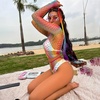 image:imageSexy Rainbow Fishnet Cover up Dress Stretchy Swimsuit for Women Fishnet Bodysuit Sheer Mesh Bodycon Lingerie SleepwearRainbow Shorts Set