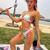 image:imageSexy Rainbow Fishnet Cover up Dress Stretchy Swimsuit for Women Fishnet Bodysuit Sheer Mesh Bodycon Lingerie SleepwearRainbow Skirt Set