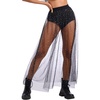 image:imageIDOPIP Women See Through Mesh Skirt Sparkly Star Beach Cover Up Sequins Galaxy Skirt Sexy Casual Tulle High Waist Maxi SkirtBlackpolka Dot