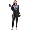 image:imageMuslim Swimsuits for Women Modest Burkini Swimsuit Islamic Long Sleeve Floral Full Cover Hijab Top Pants Bathing SuitBlack