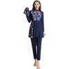 image:imageMuslim Swimsuits for Women Modest Burkini Swimsuit Islamic Long Sleeve Floral Full Cover Hijab Top Pants Bathing SuitNavy Blue