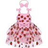 image:imageIDOPIP Toddler Baby Girl Birthday Fairy Dress Bow Headband Princess DressesPink Strawberry