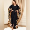 image:imageIDOPIP Abayas for Women Muslim Ramadan Dress Long Sleeve Floral Maxi Moroccan Kaftan Dress Loose Islamic Dubai Pakistani RobeBlack
