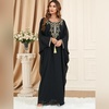 image:imageIDOPIP Abayas for Women Muslim Ramadan Dress Long Sleeve Floral Maxi Moroccan Kaftan Dress Loose Islamic Dubai Pakistani RobeBlack Tassel