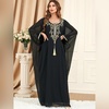image:imageIDOPIP Abayas for Women Muslim Ramadan Dress Long Sleeve Floral Maxi Moroccan Kaftan Dress Loose Islamic Dubai Pakistani RobeBlack Tassel