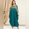 image:imageIDOPIP Abayas for Women Muslim Ramadan Dress Long Sleeve Floral Maxi Moroccan Kaftan Dress Loose Islamic Dubai Pakistani RobeGreen Floral