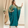 image:imageIDOPIP Abayas for Women Muslim Ramadan Dress Long Sleeve Floral Maxi Moroccan Kaftan Dress Loose Islamic Dubai Pakistani RobeGreen Floral