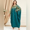 image:imageIDOPIP Abayas for Women Muslim Ramadan Dress Long Sleeve Floral Maxi Moroccan Kaftan Dress Loose Islamic Dubai Pakistani RobeGreen Floral