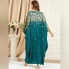image:imageIDOPIP Abayas for Women Muslim Ramadan Dress Long Sleeve Floral Maxi Moroccan Kaftan Dress Loose Islamic Dubai Pakistani RobeGreen Floral