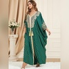 image:imageIDOPIP Abayas for Women Muslim Ramadan Dress Long Sleeve Floral Maxi Moroccan Kaftan Dress Loose Islamic Dubai Pakistani RobeGreen Tassel
