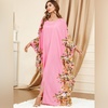 image:imageIDOPIP Abayas for Women Muslim Ramadan Dress Long Sleeve Floral Maxi Moroccan Kaftan Dress Loose Islamic Dubai Pakistani RobePink