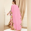 image:imageIDOPIP Abayas for Women Muslim Ramadan Dress Long Sleeve Floral Maxi Moroccan Kaftan Dress Loose Islamic Dubai Pakistani RobePink