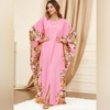 image:imageIDOPIP Abayas for Women Muslim Ramadan Dress Long Sleeve Floral Maxi Moroccan Kaftan Dress Loose Islamic Dubai Pakistani RobePink