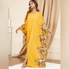 image:imageIDOPIP Abayas for Women Muslim Ramadan Dress Long Sleeve Floral Maxi Moroccan Kaftan Dress Loose Islamic Dubai Pakistani RobeYellow