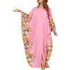 image:imageIDOPIP Abayas for Women Muslim Ramadan Dress Long Sleeve Floral Maxi Moroccan Kaftan Dress Loose Islamic Dubai Pakistani RobePink