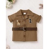 image:imageIDOPIP Safari 1st Birthday Outfits for Baby Boys Wild Jungle Animals Belted Top Shorts Hat Bandana Set Cake Smash Photo PartyBrown