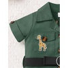 image:imageIDOPIP Safari 1st Birthday Outfits for Baby Boys Wild Jungle Animals Belted Top Shorts Hat Bandana Set Cake Smash Photo PartyGreen