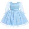 image:imageToddler Girls VBack Bow Beads Tulle Birthday Flower Girl Dress 624M 26YBlue