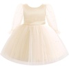 image:imageToddler Girls VBack Bow Beads Tulle Birthday Flower Girl Dress 624M 26YChampagne