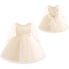 image:imageToddler Girls VBack Bow Beads Tulle Birthday Flower Girl Dress 624M 26YChampagne