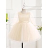 image:imageToddler Girls VBack Bow Beads Tulle Birthday Flower Girl Dress 624M 26YChampagne