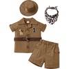 image:imageIDOPIP Safari 1st Birthday Outfits for Baby Boys Wild Jungle Animals Belted Top Shorts Hat Bandana Set Cake Smash Photo PartyBrown